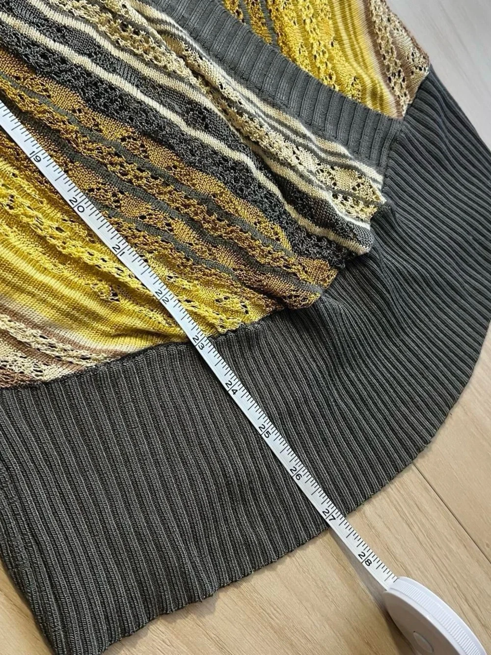 DKNY Striped Open Knit Vest V Neck Sweater